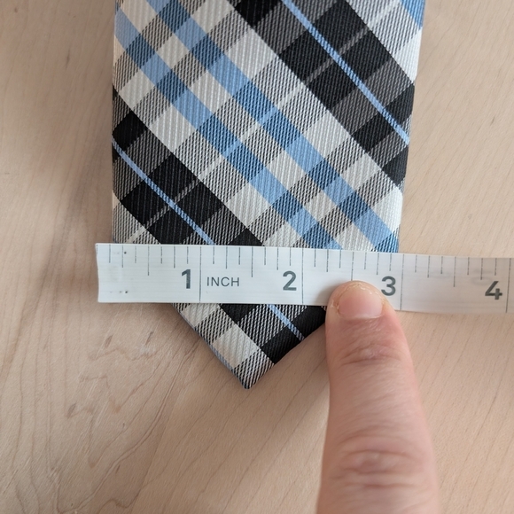 NICK GRAHAM Black and Blue Plaid Tie - Picture 6 of 7